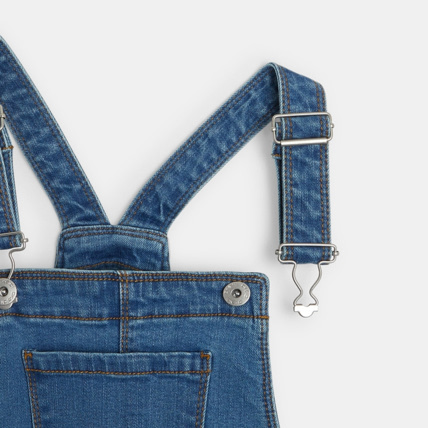 Avis Salopette en jean délavé et extensible bleue fille OKAIDI 4