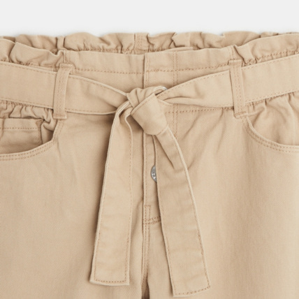 Avis Pantalon taille haute en toile beige fille OKAIDI 2