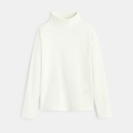 Avis T-shirt col roulé imprimé blanc fille OKAIDI 1