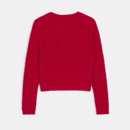 Avis Gilet en tricot fluffy rouge fille OKAIDI 3