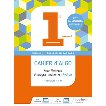 Avis Barbazo algo 1ère - Cahier d'exercices - Ed. 2019 Hachette Éducation 1