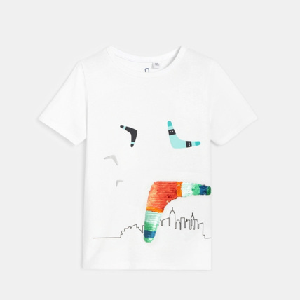 Avis T-shirt à sequins magiques blanc garçon OKAIDI 1