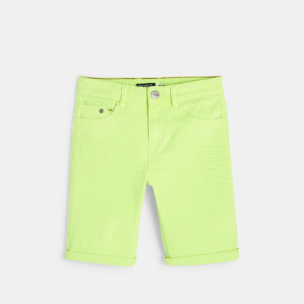 Avis Bermuda slim en toile hyperstretch fluo jaune garçon OKAIDI 1