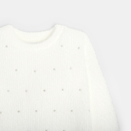Avis Pull fluffy à pois dorés beige fille OKAIDI 2