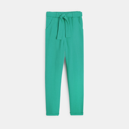 Avis Pantalon en gaze de coton vert fille OKAIDI 1