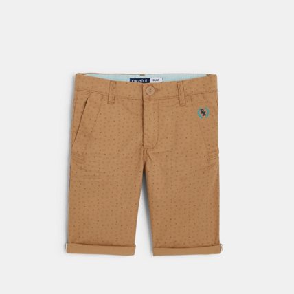 Avis Bermuda slim à petits motifs blanc garçon OKAIDI 1