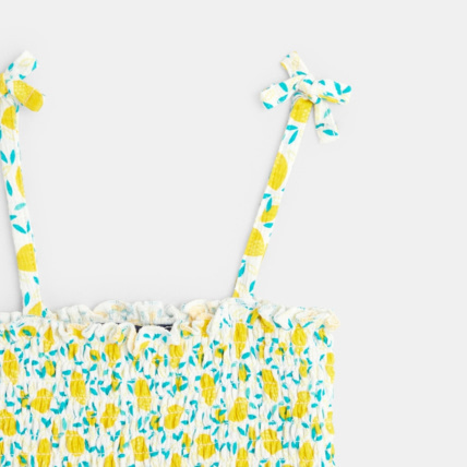 Avis Top à smocks imprimé jaune fille OKAIDI 3