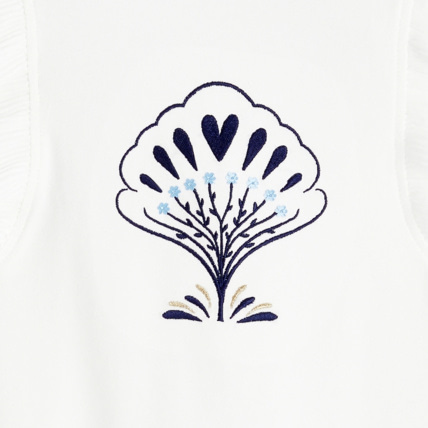 Avis T-shirt à volant et motif brodé blanc fille OKAIDI 3