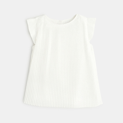 Avis Blouse plissée petits pois brillants blanche fille OKAIDI 1
