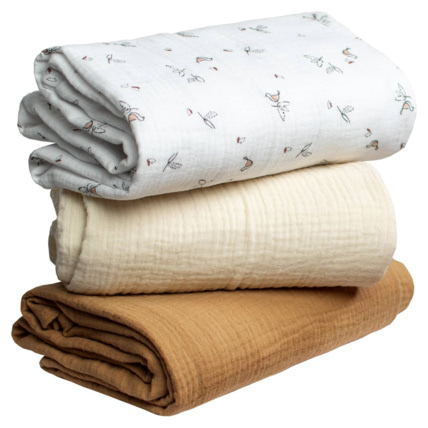 Avis Lot de 3 maxi langes, melody écru et camel Sevira Kids 1