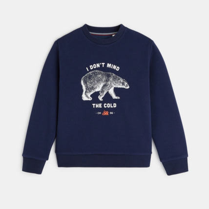 Avis Sweat-shirt à message "I don't mind the cold" bleu garçon OKAIDI 1