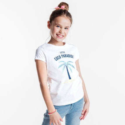 Avis T-shirt à motif fantaisie vert fille OKAIDI 1