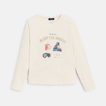 Avis T-shirt à message "ready for winter" beige fille OKAIDI 1