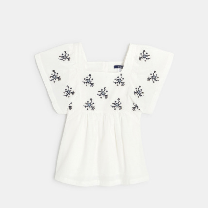 Avis Blouse manches courtes brodée blanche fille OKAIDI 1