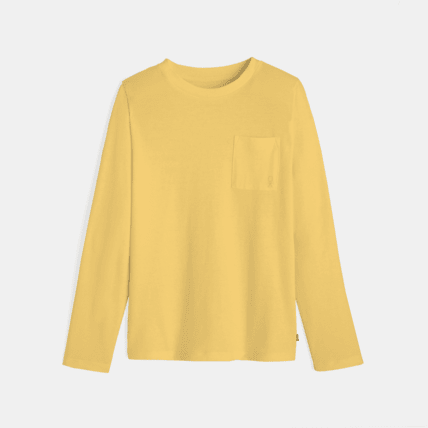 Avis T-shirt uni manches longues jaune garçon OKAIDI 1