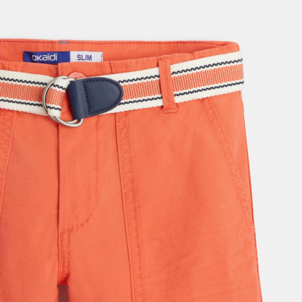 Avis Bermuda slim ceinturé orange garçon OKAIDI 2