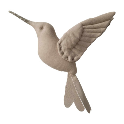 Avis Trophée mural enfant,  Colibri en lin Beige Sevira Kids 1