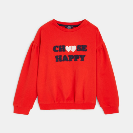 Avis Sweat-shirt à message "choose happy" rouge fille OKAIDI 2