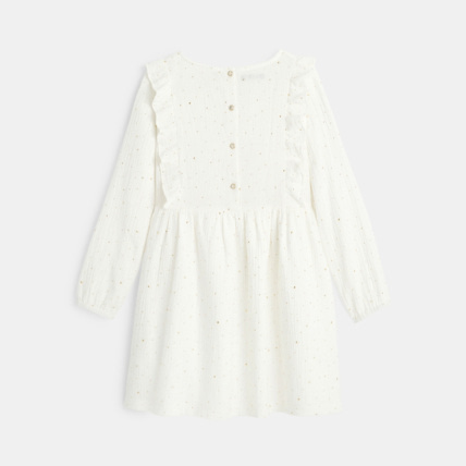 Avis Robe en gaze de coton à pois dorés blanche fille OKAIDI 4