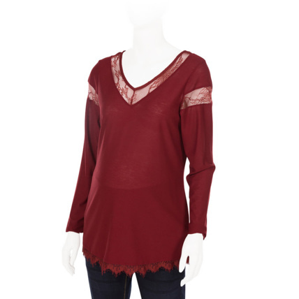 Avis Tee-shirt manches longues de grossesse détails dentelle Prémaman 1