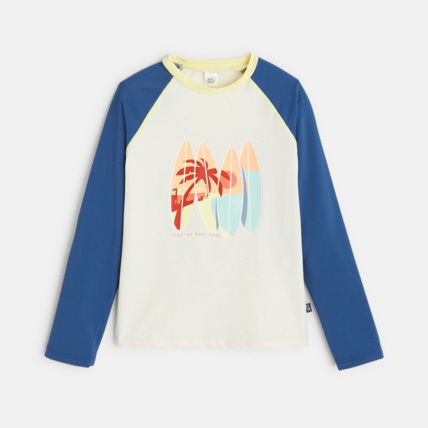 Avis T-shirt manches longues anti-UV motif surf beige garçon OKAIDI 1