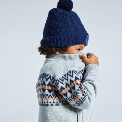 Avis Bonnet en tricot côtelé bleu garçon OKAIDI 1