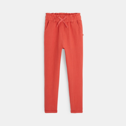 Avis Pantalon léger en double gaze de coton orange fille OKAIDI 2