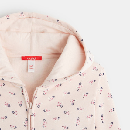 Avis Sweat-shirt à capuche motif petites fleurs rose fille OKAIDI 2