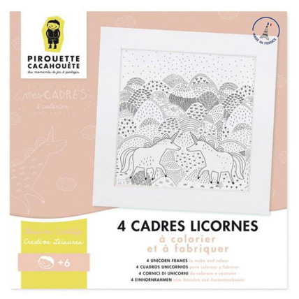 Avis 4 cadres Licornes à colorier et fabriquer Pirouette Cacahouète 1