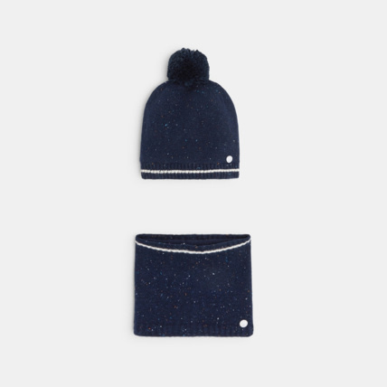 Avis Bonnet et snood chinés coordonnés bleu garçon OKAIDI 2