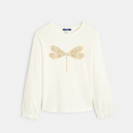 Avis T-shirt à motif pailleté jaune fille OKAIDI 1