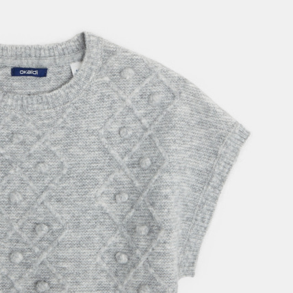 Avis Pull torsadé à manches courtes gris fille OKAIDI 2