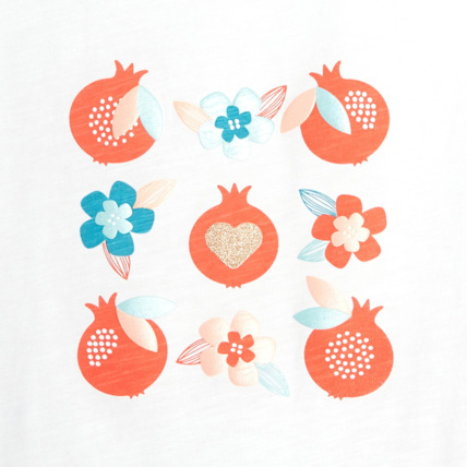 Avis Pyjama d'été motifs fleurs et grenades blanc fille OKAIDI 2
