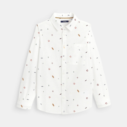 Avis Chemise Oxford à petits motifs blanche garçon OKAIDI 1