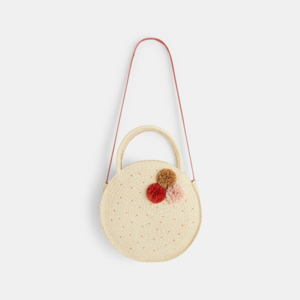 Avis Sac rond en paille à pompons orange fille OKAIDI 2