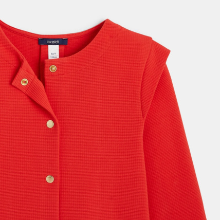 Avis Sweat côtelé à effet de manches rouge fille OKAIDI 2