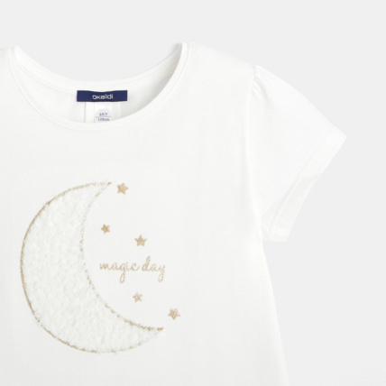 Avis T-shirt motif lune en tulle brodée blanc fille OKAIDI 2