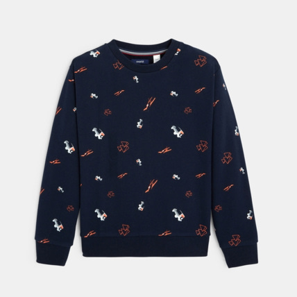 Avis Sweat molleton chiné imprimé chiffres bleu garçon OKAIDI 2