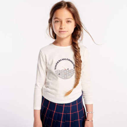 Avis T-shirt manches longues à message bleu fille OKAIDI 1