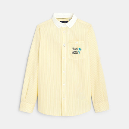 Avis Chemise rayée à col américain jaune garçon OKAIDI 1