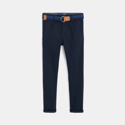 Avis Pantalon chino slim en toile fantaisie bleu garçon OKAIDI 1