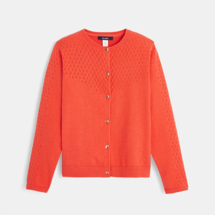 Avis Gilet tricot effet pointelle orange fille OKAIDI 2