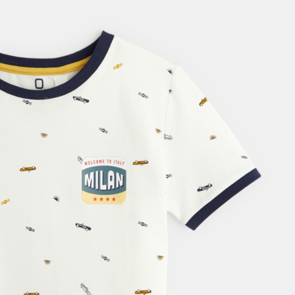 Avis T-shirt en jersey piqué imprimé blanc garçon OKAIDI 3