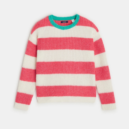Avis Pull rayé côtelé rose fille OKAIDI 2