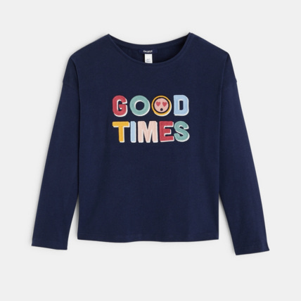 Avis T-shirt à message "FEEL GOOD" bleu fille OKAIDI 6