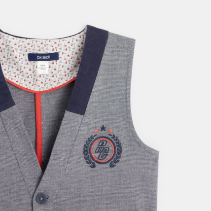 Avis Gilet sans manches habillé turquoise garçon OKAIDI 3