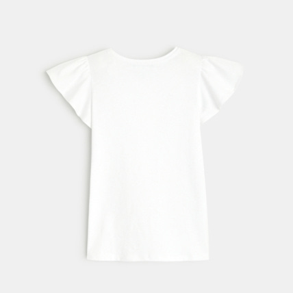Avis T-shirt à manches courtes volantées blanc fille OKAIDI 4