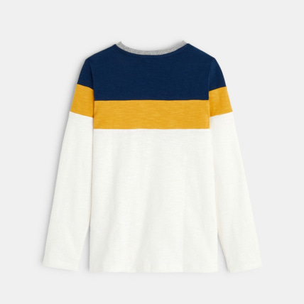 Avis T-shirt tricolore à larges rayures OK96 jaune garçon OKAIDI 3
