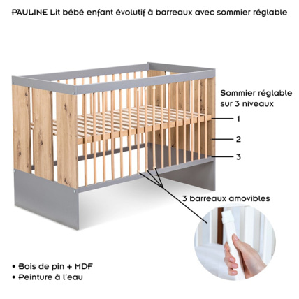 Avis Ensemble commode à langer + lit bébé PAULINE Mon Mobilier Design 3