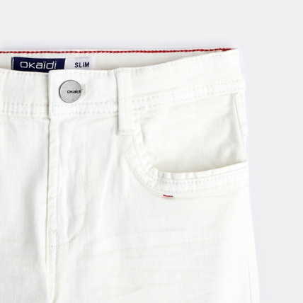 Avis Pantalon slim en toile uni blanc garçon OKAIDI 3